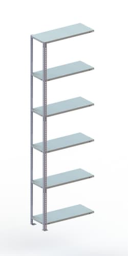 META Rayonnage à boulonner FIX élément suivant, 6 tablettes, RAL7035 gris clair