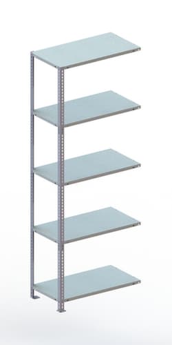 META Rayonnage à boulonner FIX élément suivant, 5 tablettes, RAL7035 gris clair