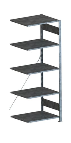 META Panneau d'extension pour le rayonnage sans CLIP vis, hauteur x largeur x profondeur 2000 x 756 x 636 mm, 5 tablettes