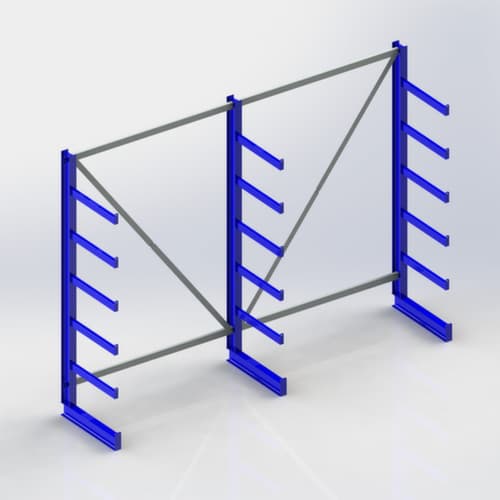 META Rayonnage cantilever universel Atlas ST, unilatéral - conçu pour un montage mural, hauteur 2000 mm, 6 niveaux