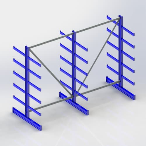 META Rayonnage cantilever universel Atlas ST, bilatéral - possibilité d’installation flexible librement dans la pièce, hauteur 2000 mm, 6 niveaux