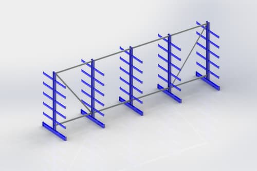 META Rayonnage cantilever universel Atlas ST, bilatéral - possibilité d’installation flexible librement dans la pièce, hauteur 2000 mm, 6 niveaux