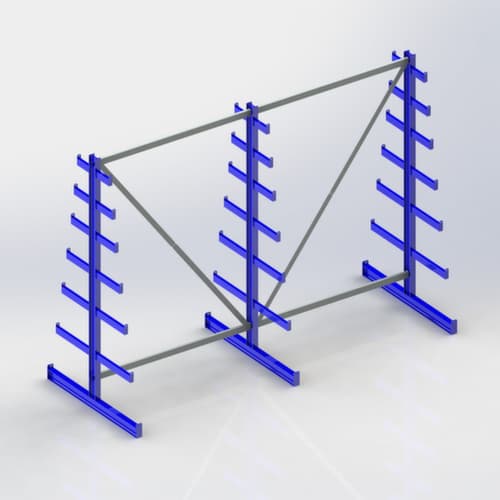 META Rayonnage cantilever universel Atlas ST, bilatéral - possibilité d’installation flexible librement dans la pièce, hauteur 2000 mm, 7 niveaux