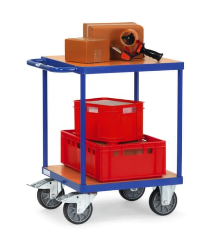 fetra Chariot de table lourd avec plate-forme affleurante 600x600 mm, force 500 kg, 2 plateaux