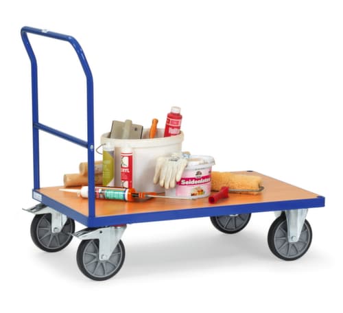 fetra Chariot avec barre de poussée MULTIVARIO, force 600 kg, plateau longueur x largeur 1000 x 700 mm