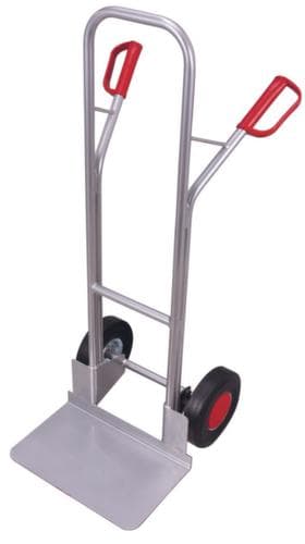 VARIOfit Diable pour caisses en aluminium avec pelle particulièrement large, force 200 kg, caoutchouc plein bandage