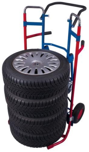 VARIOfit Diable à pneus avec glissière télescopique, RAL5010 bleu gentiane, bandage air