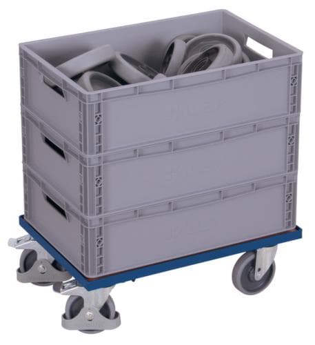 VARIOfit Rouleau de caisse avec bord pour conteneurs Euronorm, force 250 kg, RAL5010 bleu gentiane