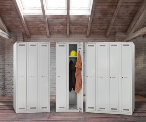 Bisley Armoire vestiaire Light gris clair avec 3 compartiments