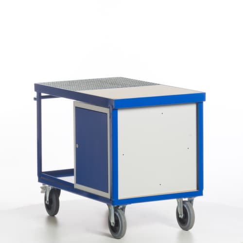 Rollcart Voiture atelier écologique avec cuve et grille étanches à l'huile, force 600 kg, plateau longueur x largeur 1150 x 700 mm