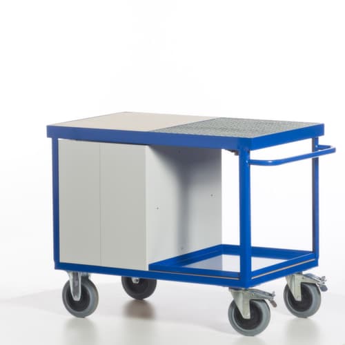 Rollcart Voiture atelier écologique avec cuve et grille étanches à l'huile, force 600 kg, plateau longueur x largeur 1150 x 700 mm