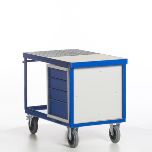 Rollcart Voiture atelier écologique avec cuve et grille étanches à l'huile, force 600 kg, plateau longueur x largeur 1150 x 700 mm