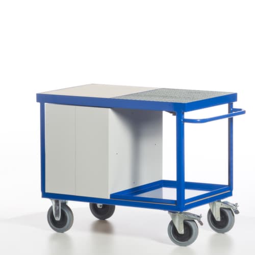 Rollcart Voiture atelier écologique avec cuve et grille étanches à l'huile, force 600 kg, plateau longueur x largeur 1150 x 700 mm