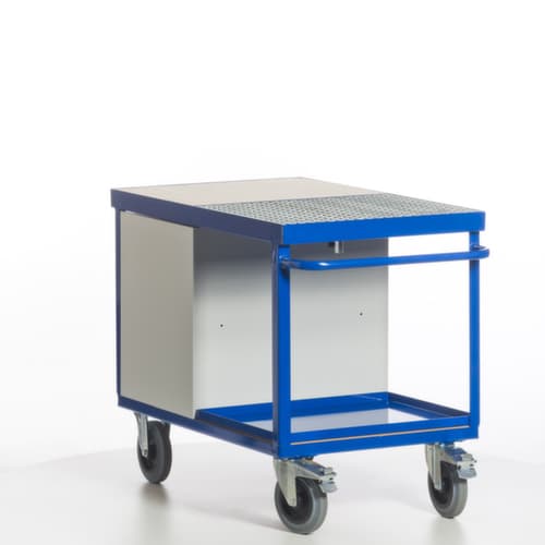 Rollcart Voiture atelier écologique avec cuve et grille étanches à l'huile, force 600 kg, plateau longueur x largeur 1150 x 700 mm