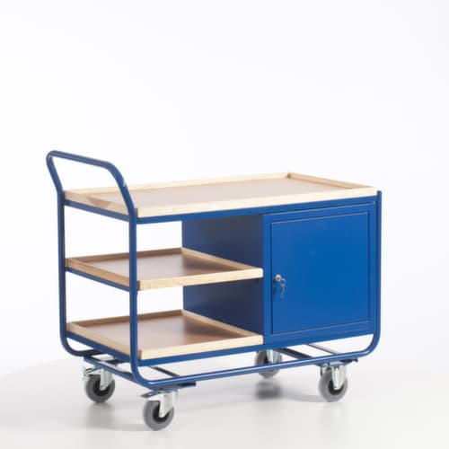 Rollcart Chariot bloc-coffre avec plan de travail en bois