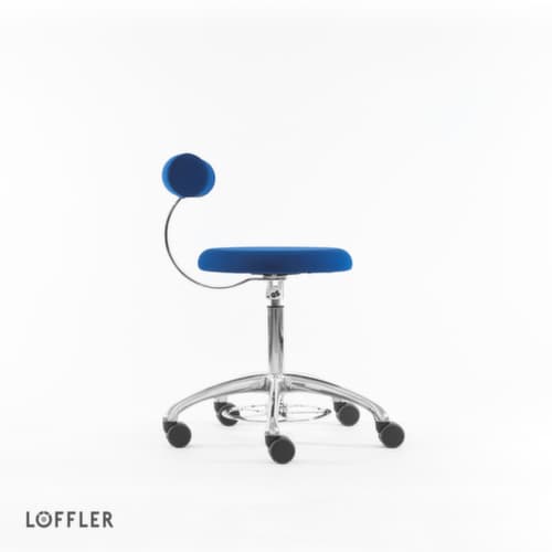 Löffler Tabouret Aogo, assise bleu, roulettes