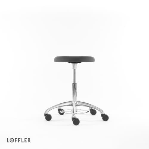 Löffler Tabouret pivotant Ergo avec piètement bombé, assise gris, roulettes
