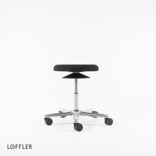 Löffler Tabouret pivotant Ergo avec assise réglable en hauteur, assise noir, roulettes