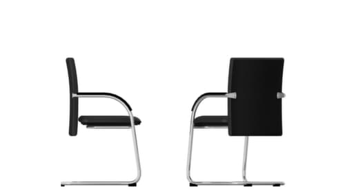 Bisley Chaise cantilever Classy avec accoudoirs, assise tissu (100 % polyester), noir