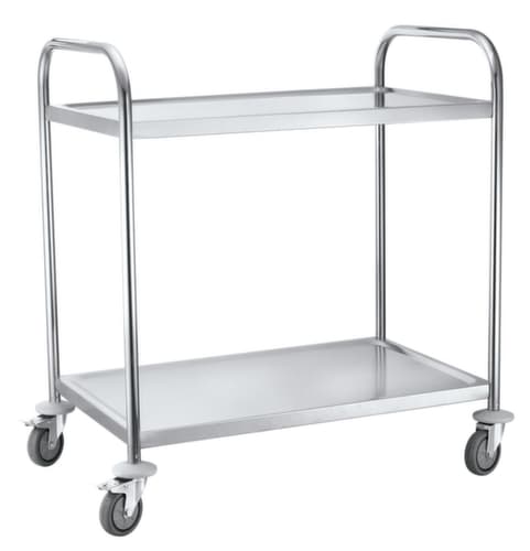 Chariot pour l'alimentaire en acier inoxydable, force 100 kg, 2 plateaux