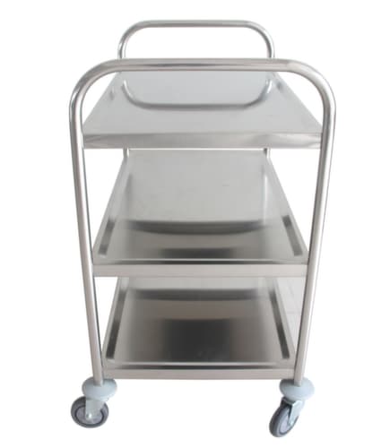 Chariot pour l'alimentaire en acier inoxydable, force 150 kg, 3 plateaux