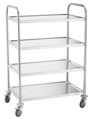 Chariot pour l'alimentaire en acier inoxydable, force 200 kg, 4 plateaux