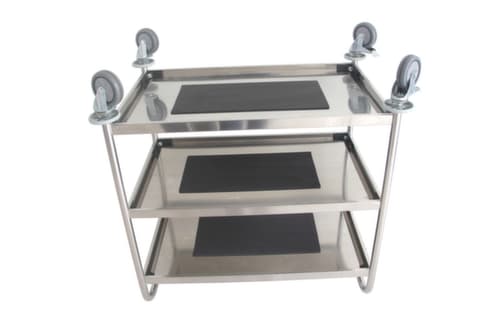 Chariot pour l'alimentaire en acier inoxydable, force 150 kg, 3 plateaux