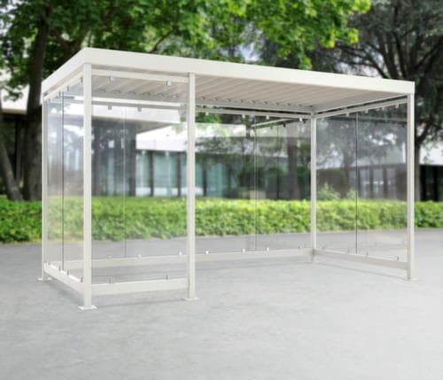 WSM Abri fumeurs K4 c/b avec entrée large, largeur x profondeur 4195 x 2165 mm