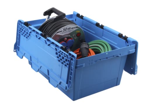Allit Conteneurs consignés Euronorm ProfiPlus CrocoLid 40/27, bleu, longueur x largeur 600 x 400 mm, couvercle crocodile