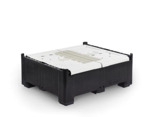 Caisse-palette à charnière High Cube avec rabat, 4 pieds, longueur x largeur 1200 x 800 mm