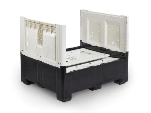 Caisse-palette à charnière High Cube avec rabat, 4 pieds, longueur x largeur 1200 x 800 mm