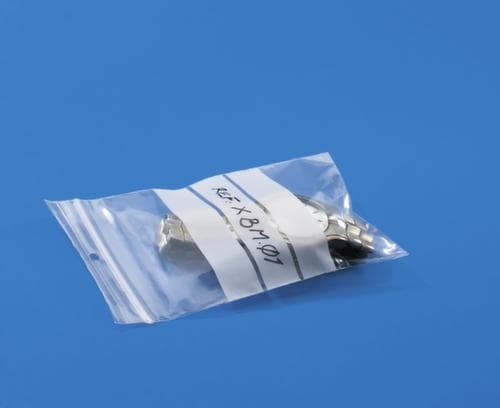 Sachet à fermeture à pression avec lignes inscriptibles, 50 µm, longueur x largeur 120 x 80 mm