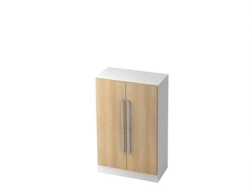 Placard à double porte dans le bureau Up and Down, 3 hauteurs des classeurs, blanc/chêne