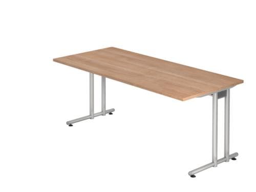 Bureau Terra Nova avec piètement en C, largeur x profondeur 1800 x 800 mm, plaque noyer