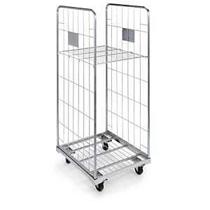 Conteneur roulant galvanisé avec parois en treillis, force 500 kg, longueur x largeur 720 x 805 mm