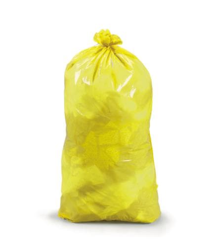 Sac poubelle indéchirable avec ruban de fermeture, 110 l, jaune