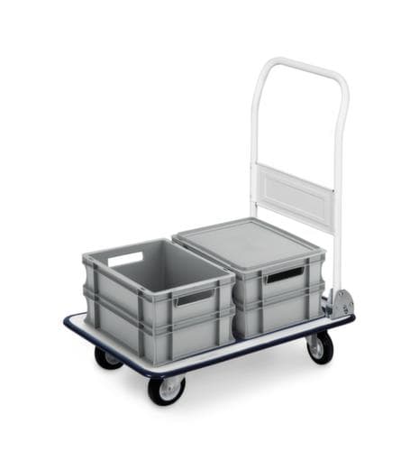 Chariot avec barre de poussée pliable Eco avec revêtement antidérapant, force 150 kg