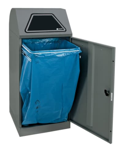 stumpf Conteneur pour matières recyclables Modul-Vario 120 anthracite + volet d'accès à fermeture automatique, 120 l, aluminium gris, couvercle aluminium gris