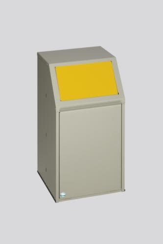 VAR Collecteur de matières recyclables avec rabat frontal, 39 l, RAL7032 gris silex, couvercle jaune