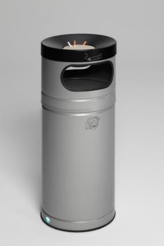 VAR Cendrier poubelle H90 avec 2 ouvertures d'introduction, argent