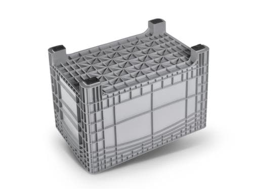 Grand conteneur à fond renforcé, capacité 535 l, gris, 4 pieds