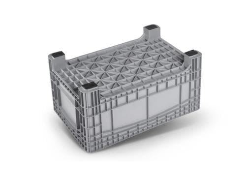 Grand conteneur à fond renforcé, capacité 354 l, gris, 4 pieds