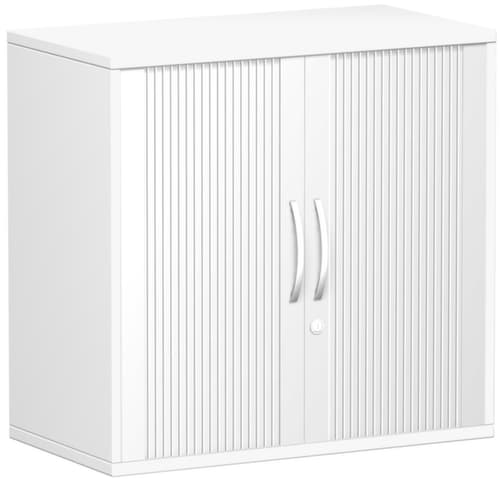 Gera Armoire à rideaux transversaux Milano, 2 hauteurs des classeurs, blanc/argent