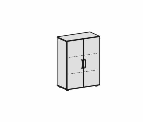 Gera Armoire à portes battantes Milano, 3 hauteurs des classeurs, blanc/blanc