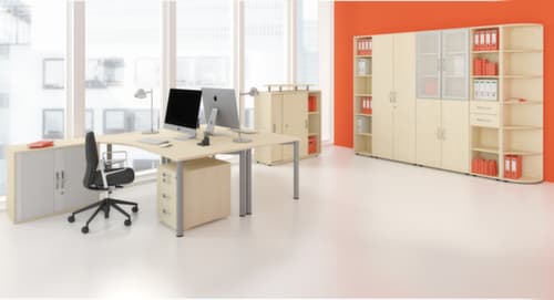 Gera Armoire à rideaux transversaux Milano, 2 hauteurs des classeurs, érable/argent