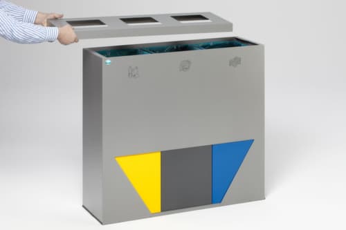 VAR Station de collecte de matières recyclables WS Trapez 93 avec 3 seaux intérieurs de couleur, 3 x 89 l