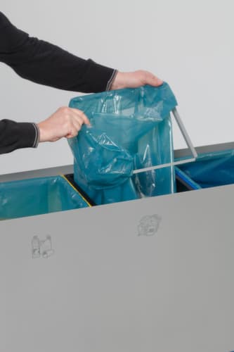 VAR Station de collecte de matières recyclables WS Trapez 93 avec 3 seaux intérieurs de couleur, 3 x 89 l