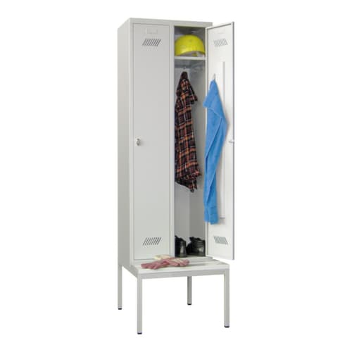 PAVOY Armoire vestiaire Basis avec banc + 2 compartiments, largeur de compartiment 300 mm