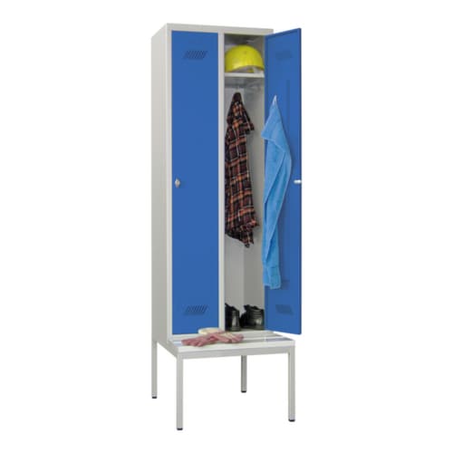 PAVOY Armoire vestiaire Basis avec banc + 2 compartiments, largeur de compartiment 300 mm