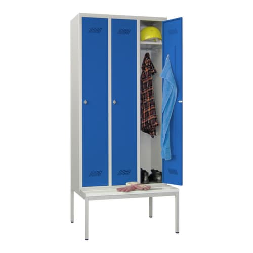 PAVOY Armoire vestiaire Basis avec banc + 3 compartiments, largeur de compartiment 300 mm